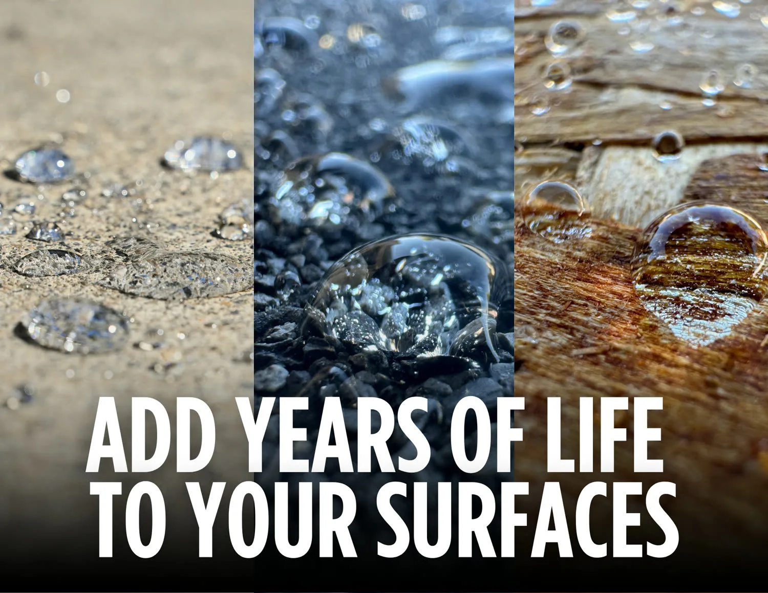 NexaNano protection on concrete, asphalt shingle and wood surfaces